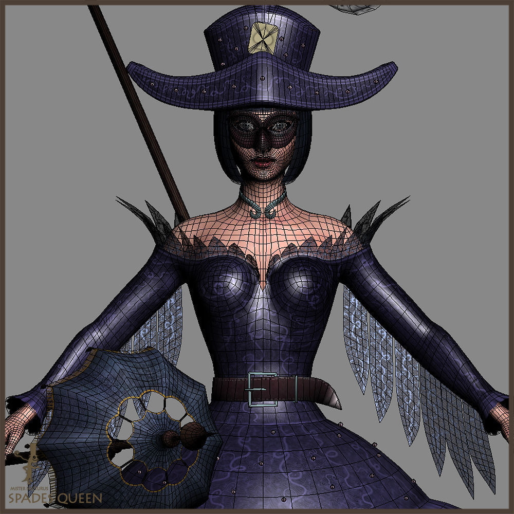 Spades Queen Low-poly 3D model_26