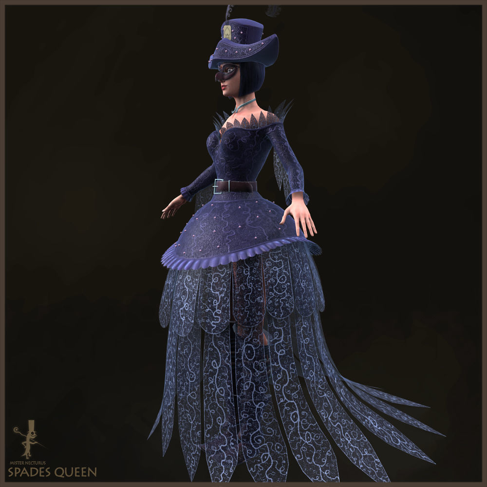 Spades Queen Low-poly 3D model_16