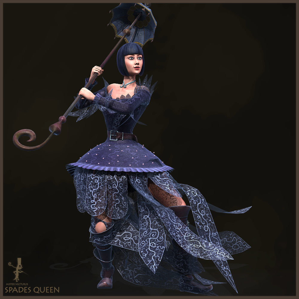 Spades Queen Low-poly 3D model_21