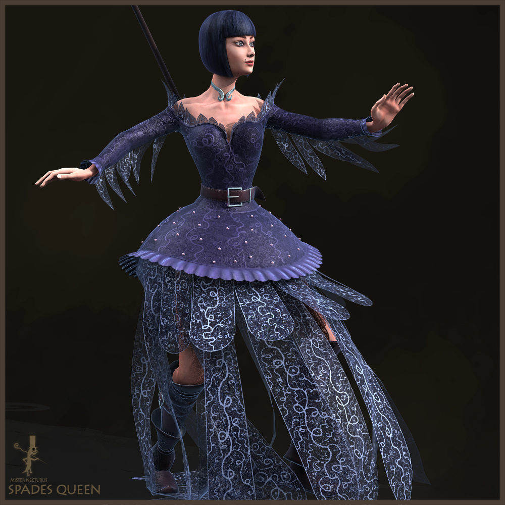 Spades Queen Low-poly 3D model_25