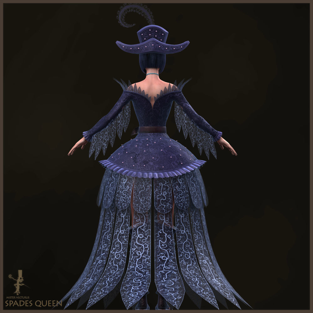 Spades Queen Low-poly 3D model_13