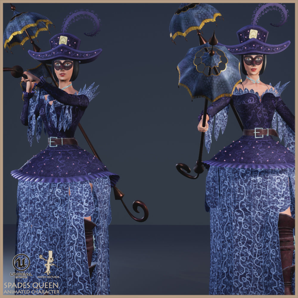 Spades Queen Low-poly 3D model_11