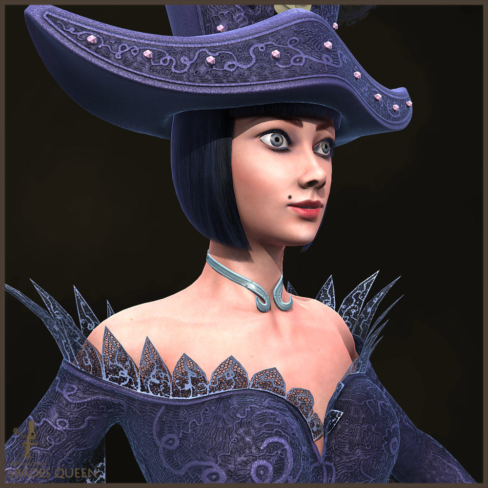 Spades Queen Low-poly 3D model_15