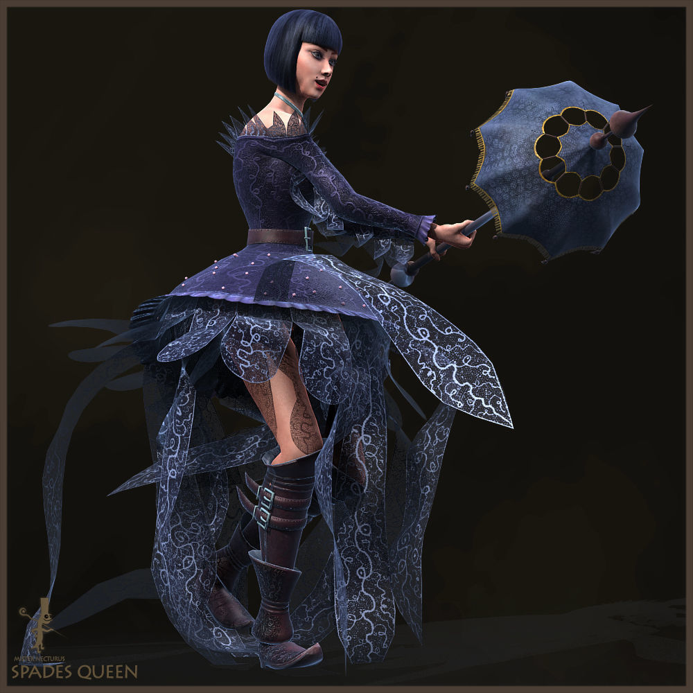 Spades Queen Low-poly 3D model_20