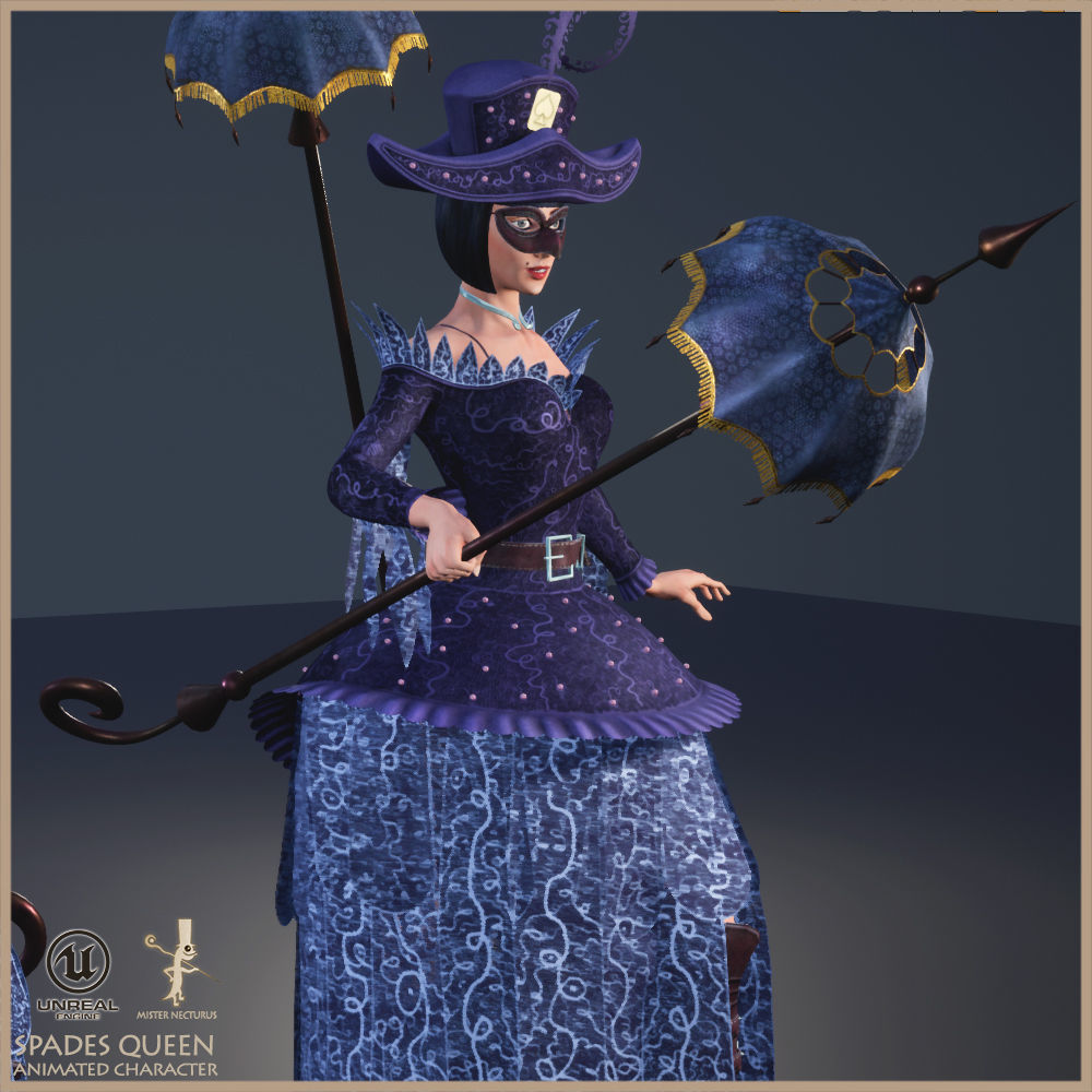 Spades Queen Low-poly 3D model_8