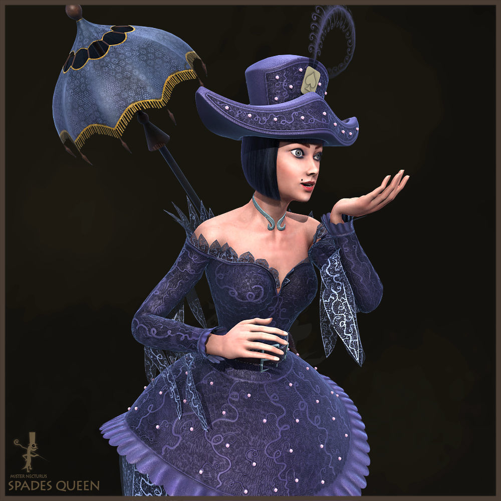 Spades Queen Low-poly 3D model_30