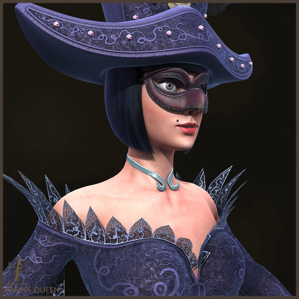 Spades Queen Low-poly 3D model_14