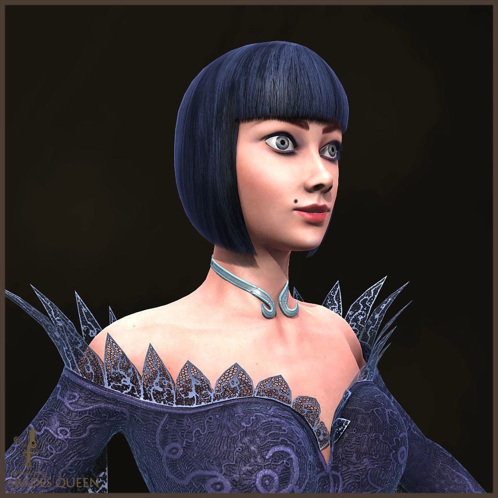 Spades Queen Low-poly 3D model_17