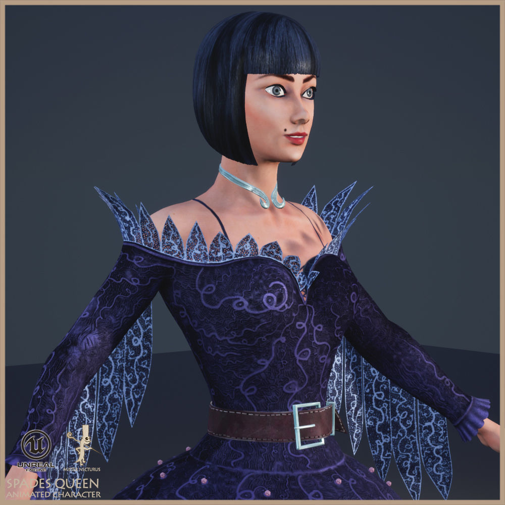 Spades Queen Low-poly 3D model_6