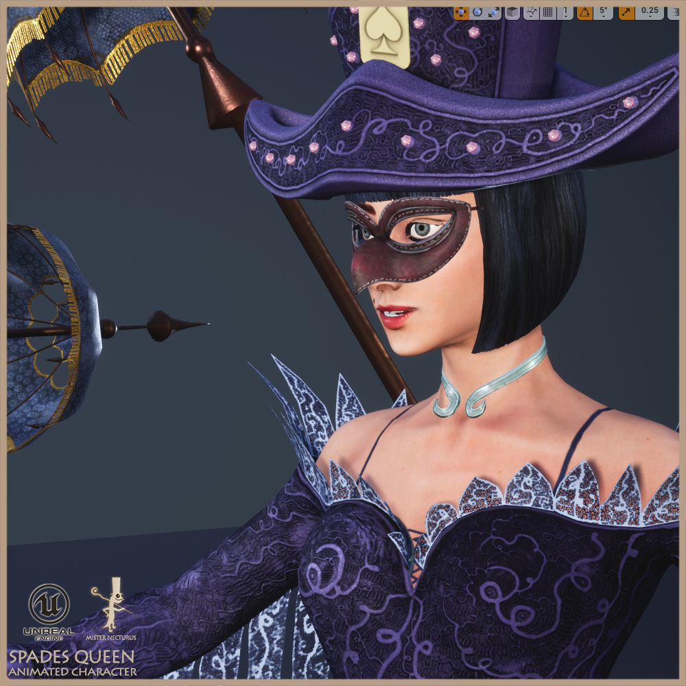 Spades Queen Low-poly 3D model_9