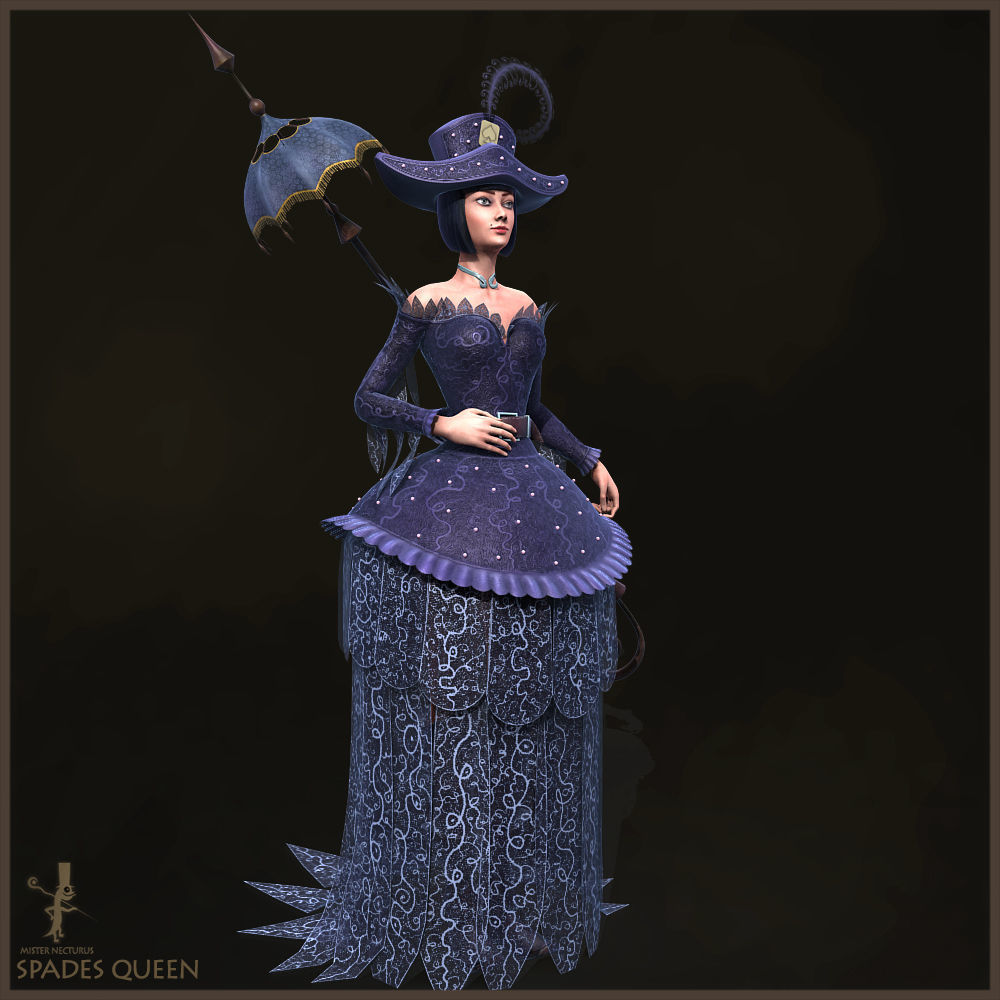 Spades Queen Low-poly 3D model_18