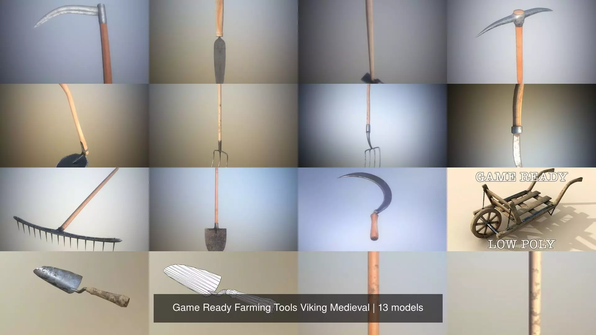 Game Ready Farming Tools Viking Medieval 3D Model Collection_0