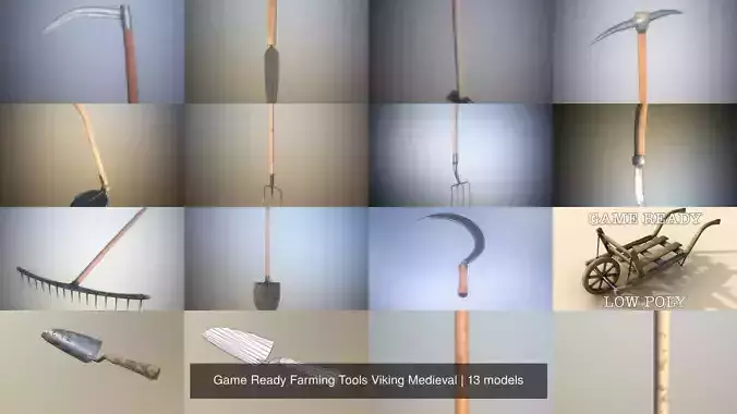 Game Ready Farming Tools Viking Medieval 3D Model Collection