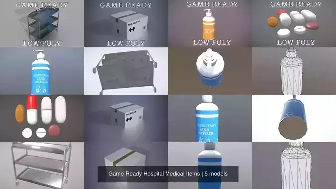 Game Ready Hospital Medical Items 3D Model Collection