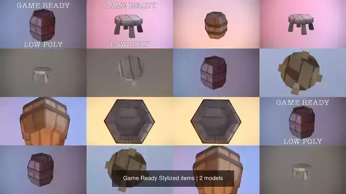 Game Ready Stylized items 3D Model Collection
