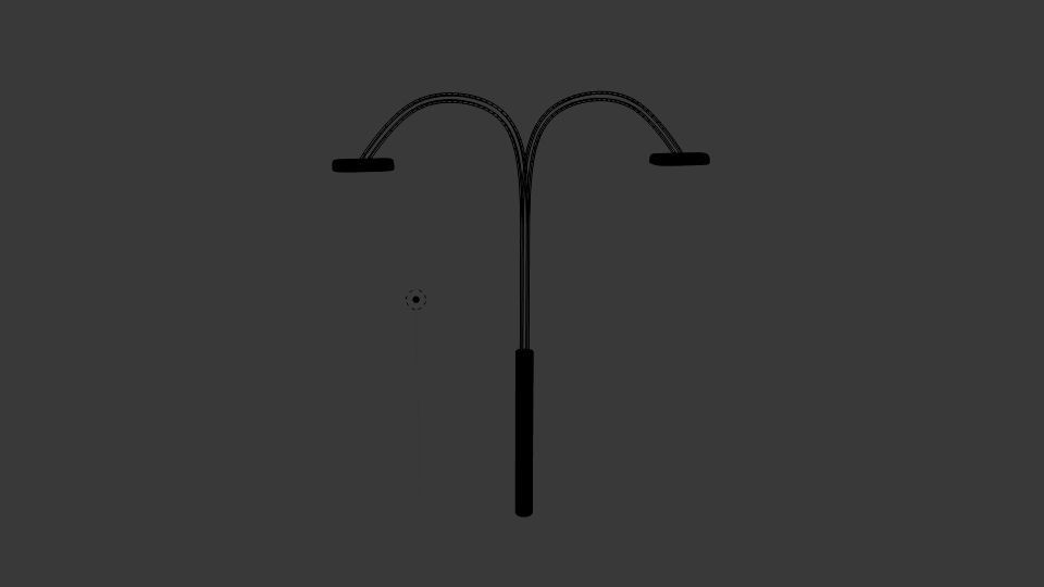 Twin Rust Curve Lamp Pole  Low-poly 3D model_5
