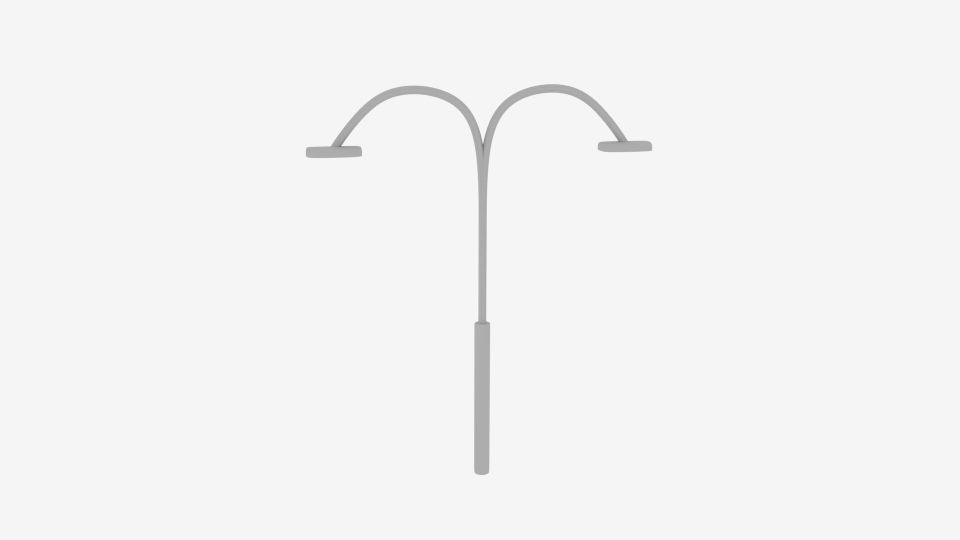 Twin Rust Curve Lamp Pole  Low-poly 3D model_4