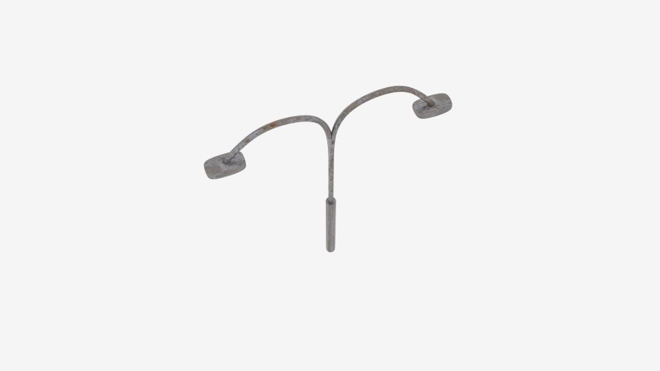 Twin Rust Curve Lamp Pole  Low-poly 3D model_3