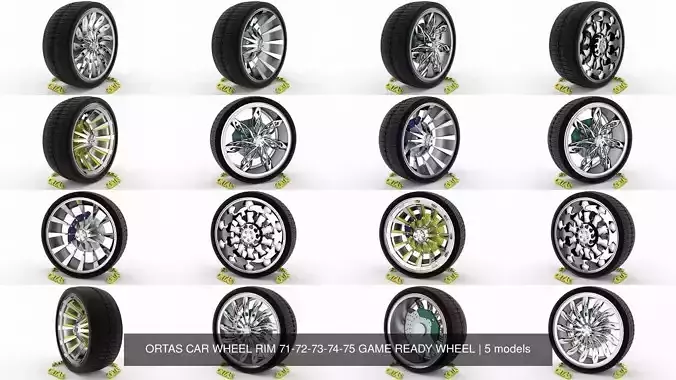 ORTAS CAR WHEEL RIM 71-72-73-74-75 GAME READY WHEEL 3D Model Collection