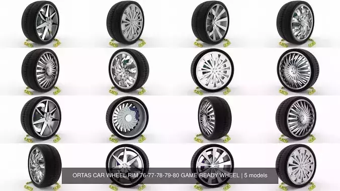 ORTAS CAR WHEEL RIM 76-77-78-79-80 GAME READY WHEEL 3D Model Collection