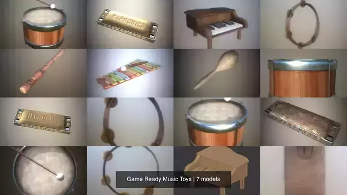 Game Ready Music Toys 3D Model Collection