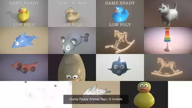 Game Ready Animal Toys 3D Model Collection