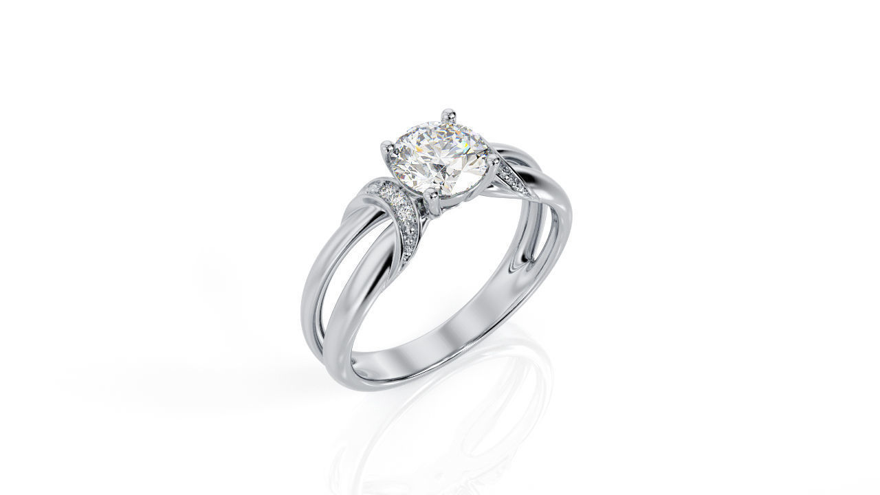 Round Center Stone Ring   Ring R 0004 3D print model_1