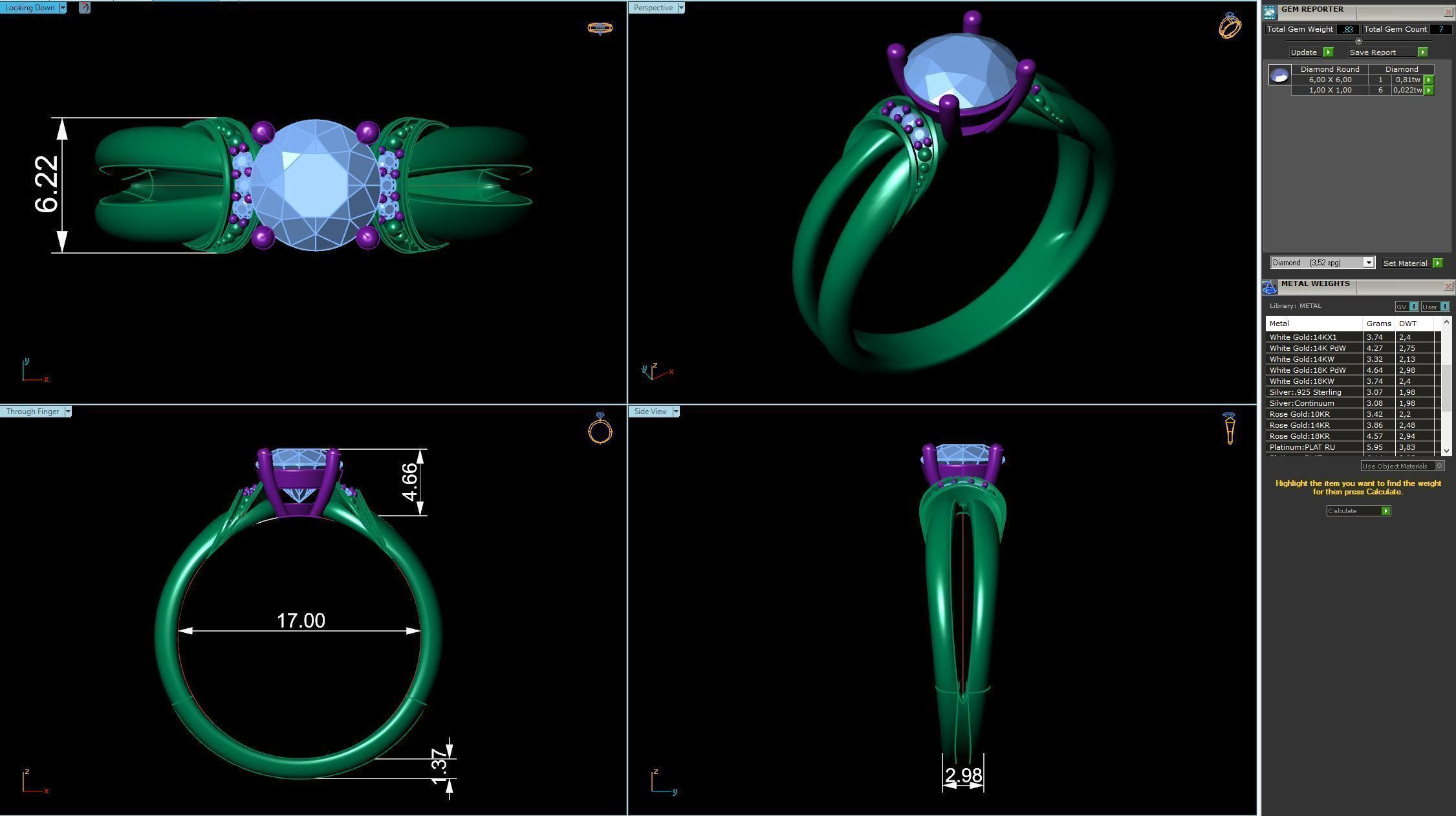 Round Center Stone Ring   Ring R 0004 3D print model_3