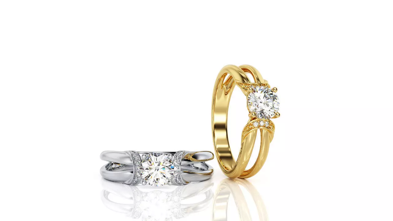 Round Center Stone Ring   Ring R 0004 3D print model_0