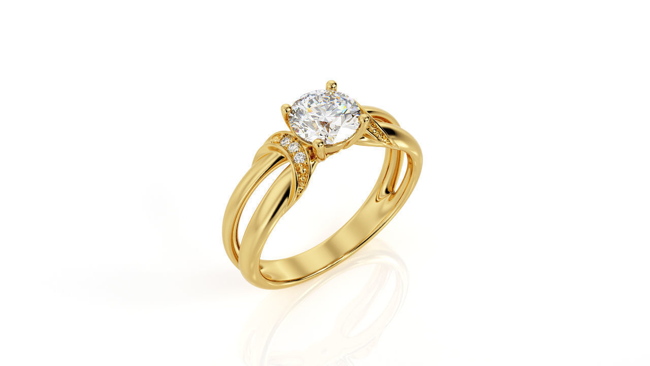 Round Center Stone Ring   Ring R 0004 3D print model_2