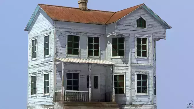 Old House game ready low poly Model Low-poly 3D model