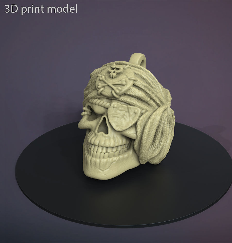 Pirate skull vol1 Pendant jewelry 3D print model_1