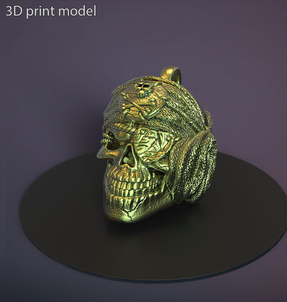Pirate skull vol1 Pendant jewelry 3D print model_3
