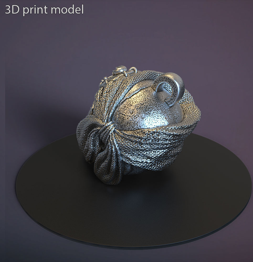 Pirate skull vol1 Pendant jewelry 3D print model_4