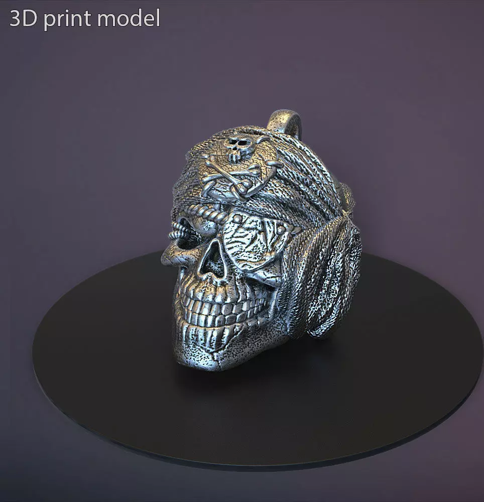Pirate skull vol1 Pendant jewelry 3D print model_0