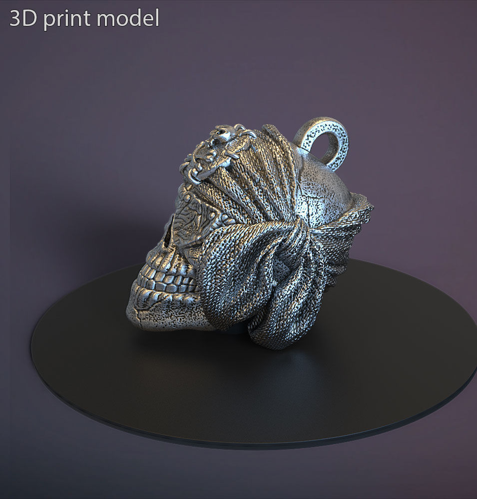 Pirate skull vol1 Pendant jewelry 3D print model_2