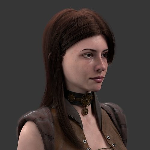 Bust girl medieval 3D model