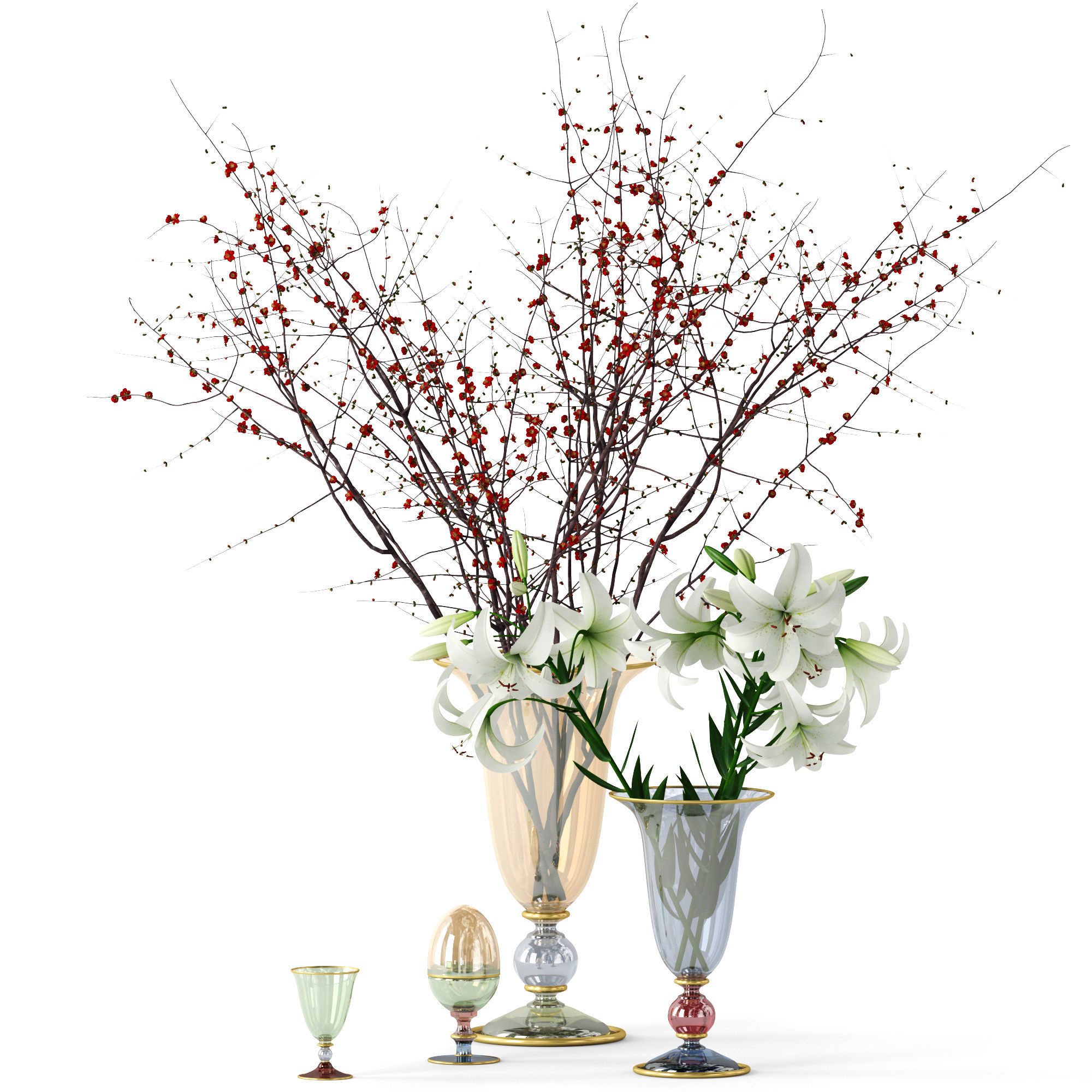 Griffe Montenapoleone vases with flowers 3D model_1