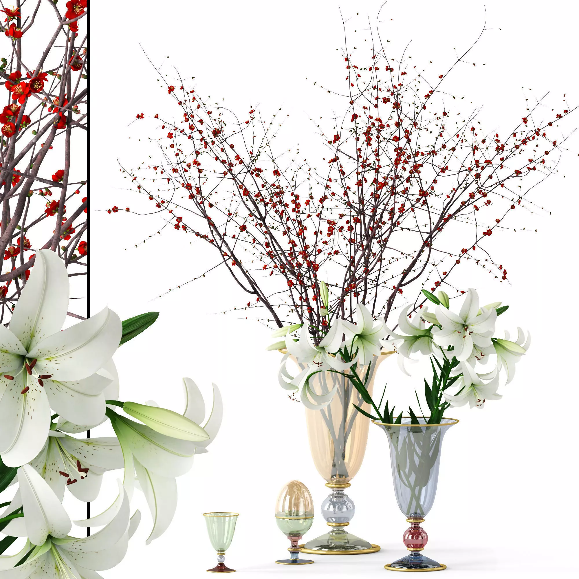 Griffe Montenapoleone vases with flowers 3D model_0