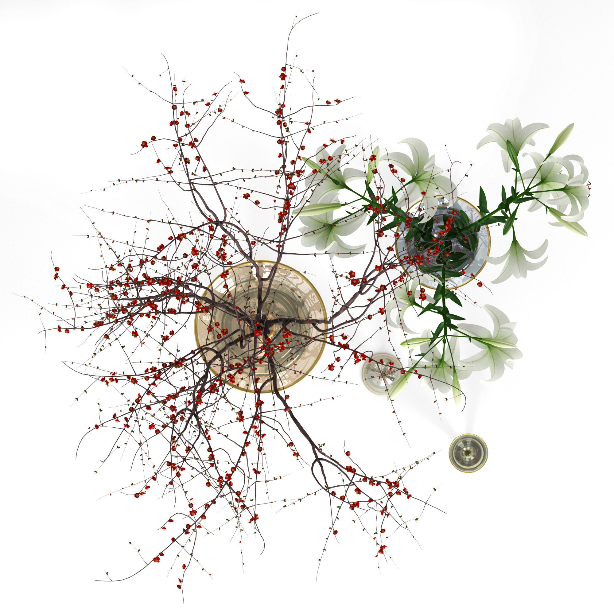 Griffe Montenapoleone vases with flowers 3D model_2