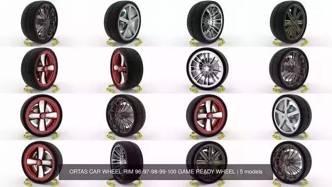 ORTAS CAR WHEEL RIM 96-97-98-99-100 GAME READY WHEEL 3D Model Collection ORTAS CAR WHEEL RIM 96-97-98-99-100 GAME READY WHEEL 3D Model Collection