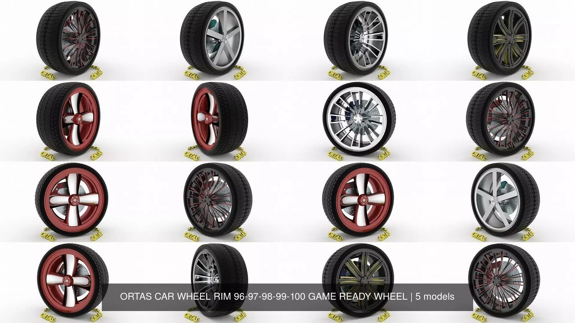 ORTAS CAR WHEEL RIM 96-97-98-99-100 GAME READY WHEEL 3D Model Collection_0