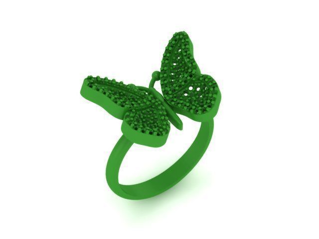 butterfly fashion ring 3D print model_4