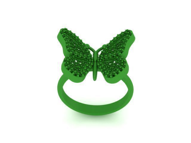 butterfly fashion ring 3D print model_3