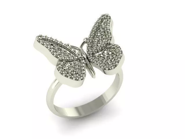 butterfly fashion ring 3D print model_0