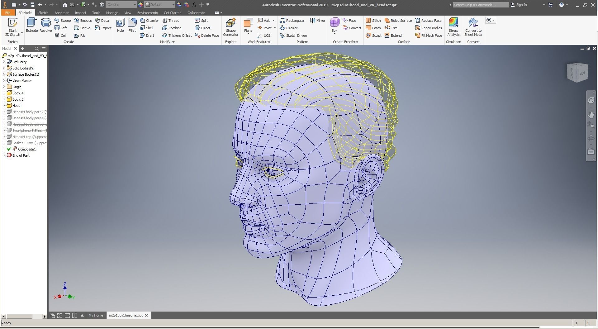 CAD Male Head Model M2P1D0V1head 3D model_10