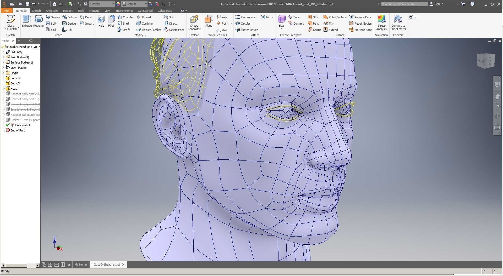 CAD Male Head Model M2P1D0V1head 3D model_11