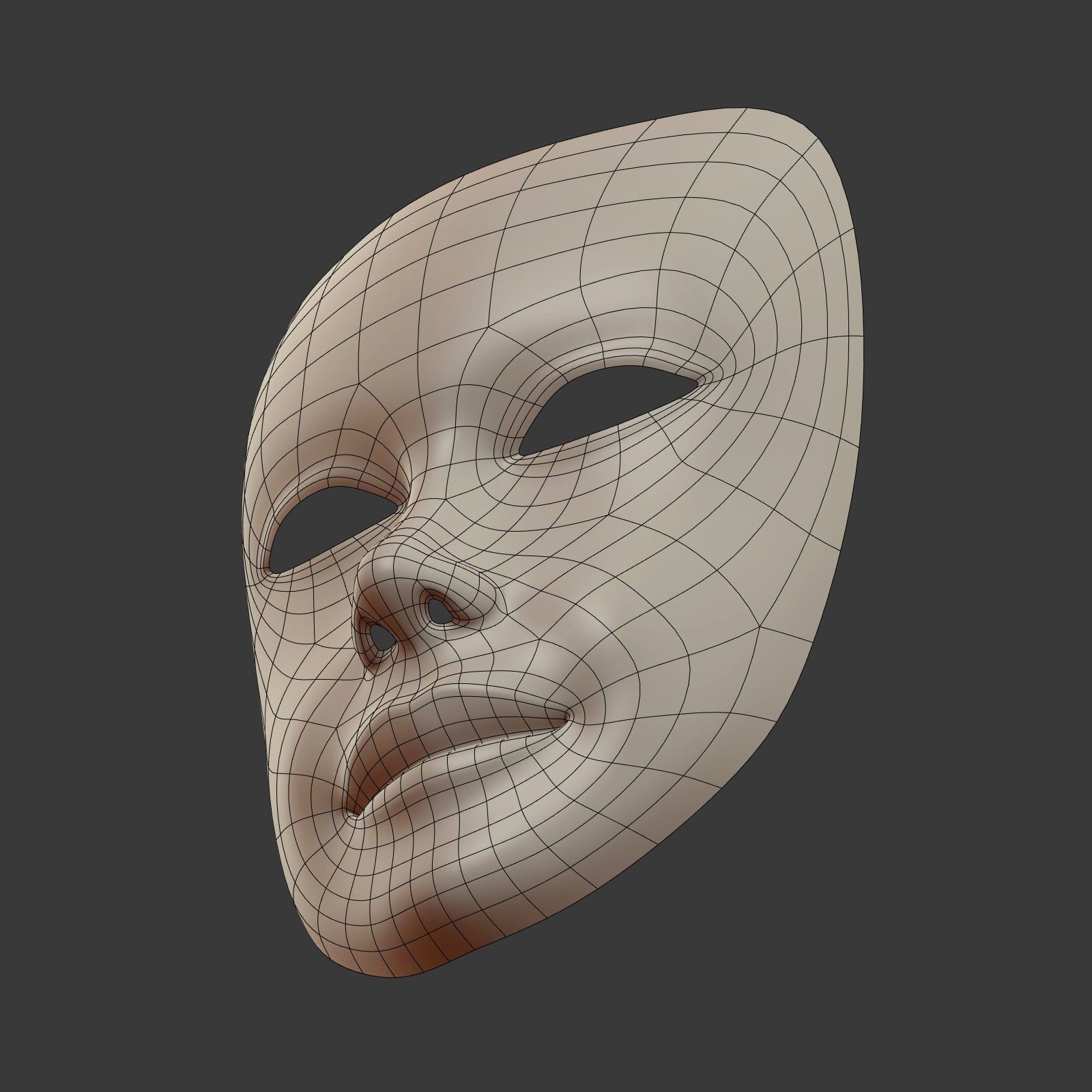 Female Theater Mask with neutral expressions  Low-poly 3D model_13