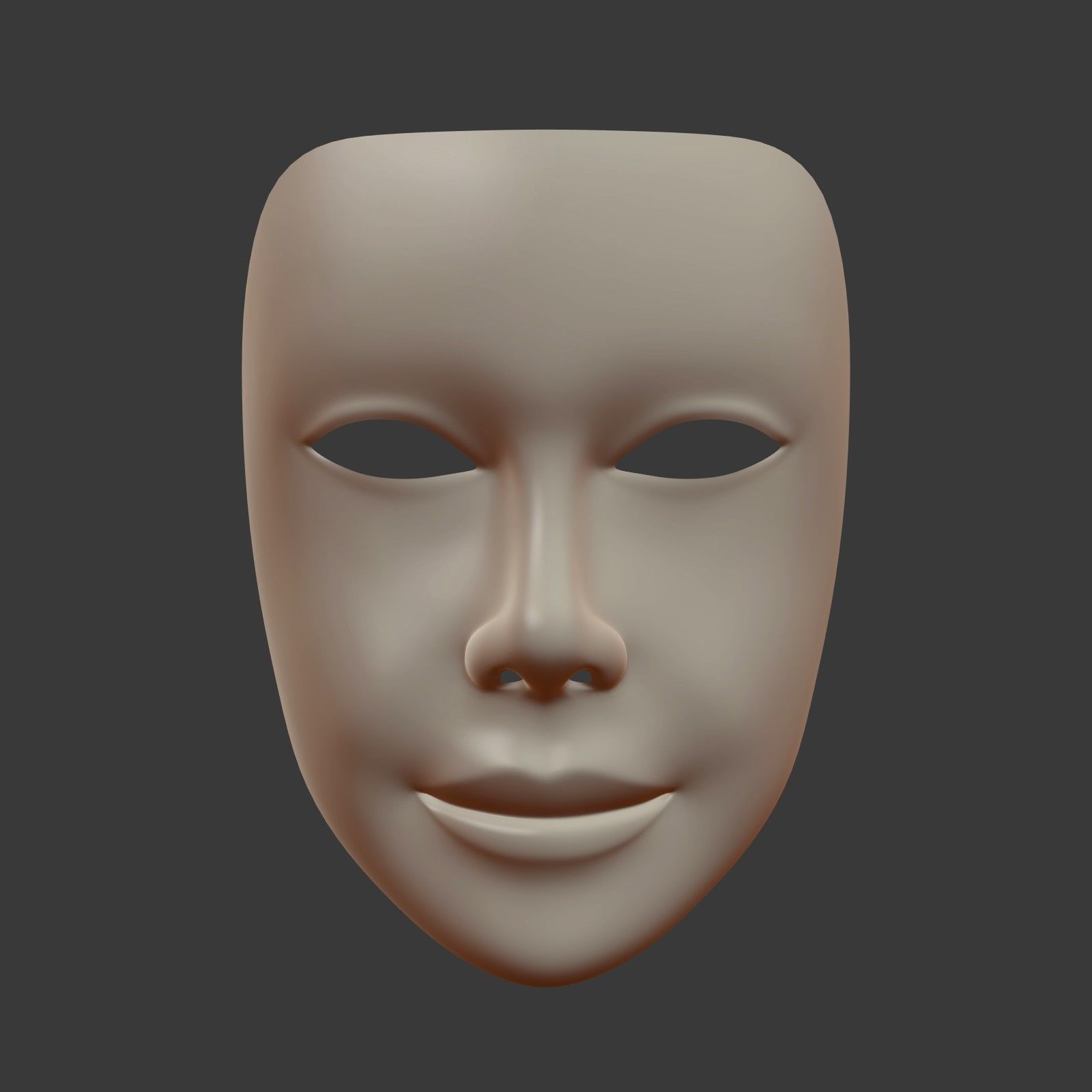 Female Theater Mask with neutral expressions  Low-poly 3D model_1