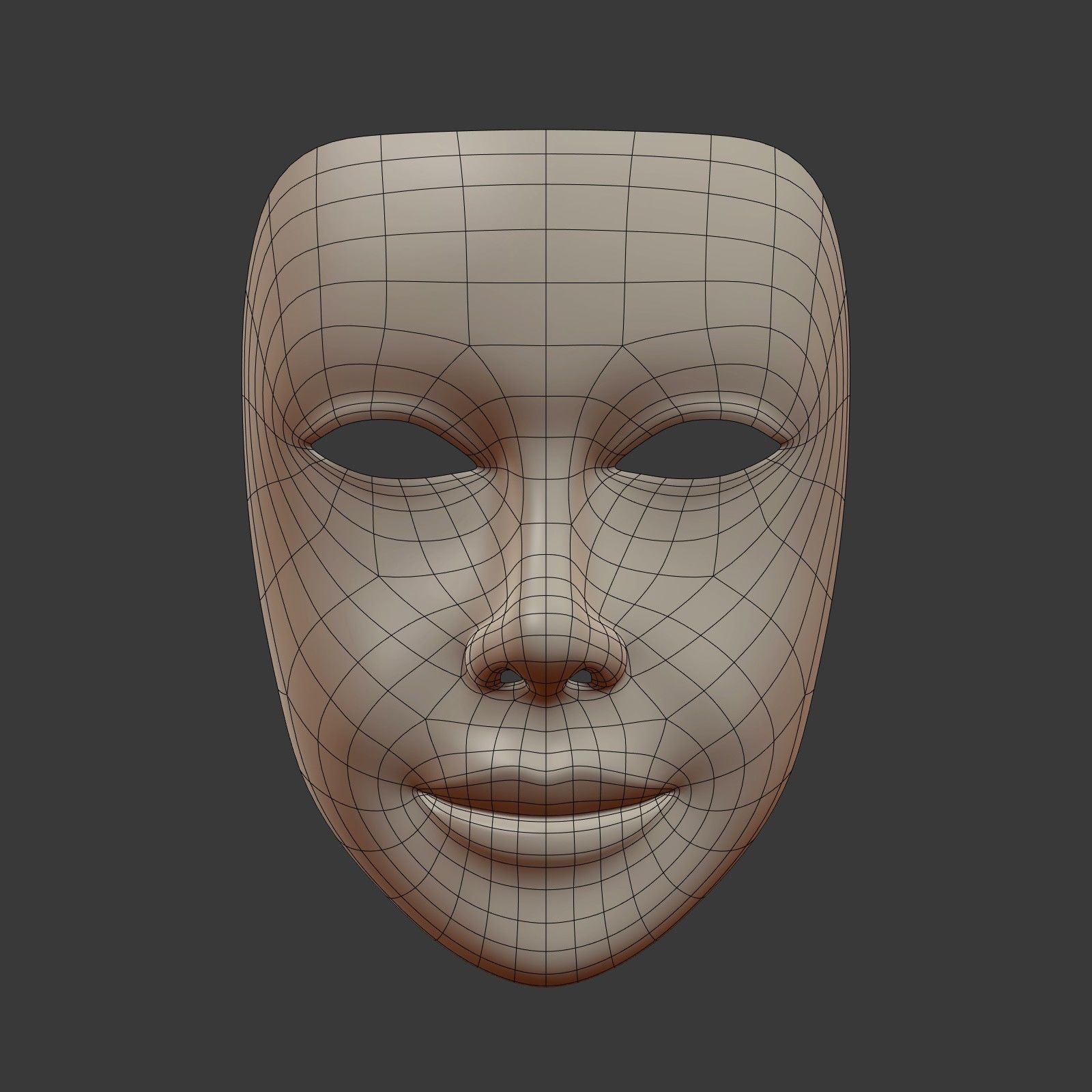 Female Theater Mask with neutral expressions  Low-poly 3D model_2